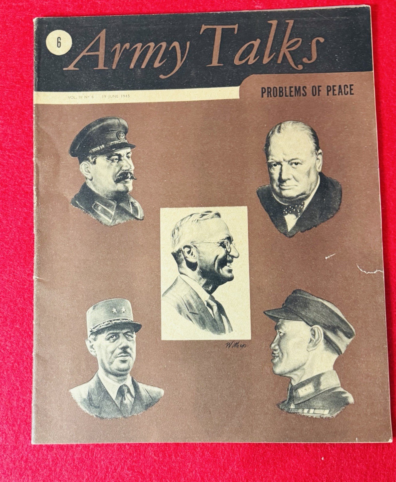 WWII 1945 Army Talks Vol IV No 6 Problems of Peace Allied Leaders Cover Rare