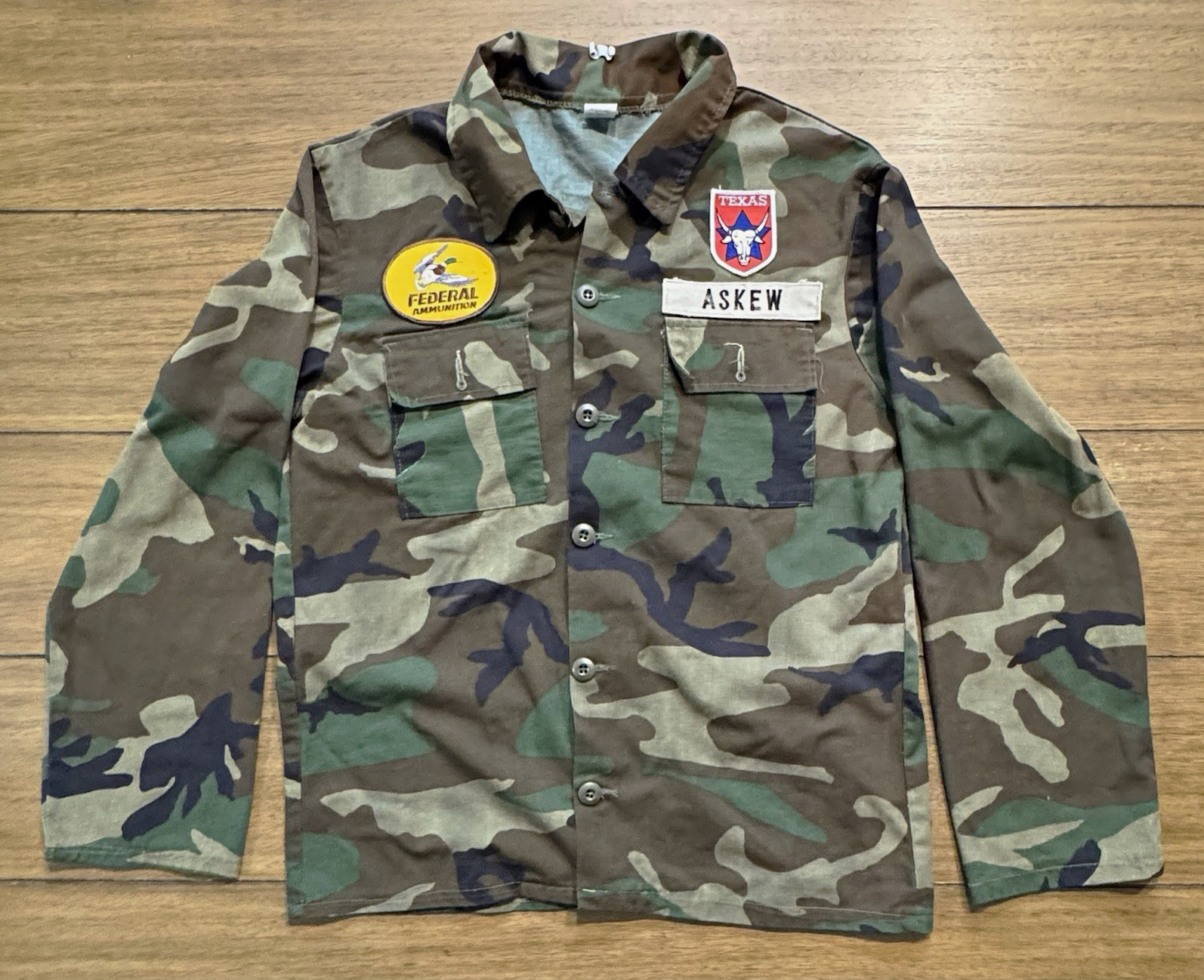 Vintage 1980s Woodland Camo Shooting Jacket Texas Federal Ammunition/ Size Large Vintage 1980s Woodland Camo Shooting Jacket Texas Federal Ammunition/ Size Large