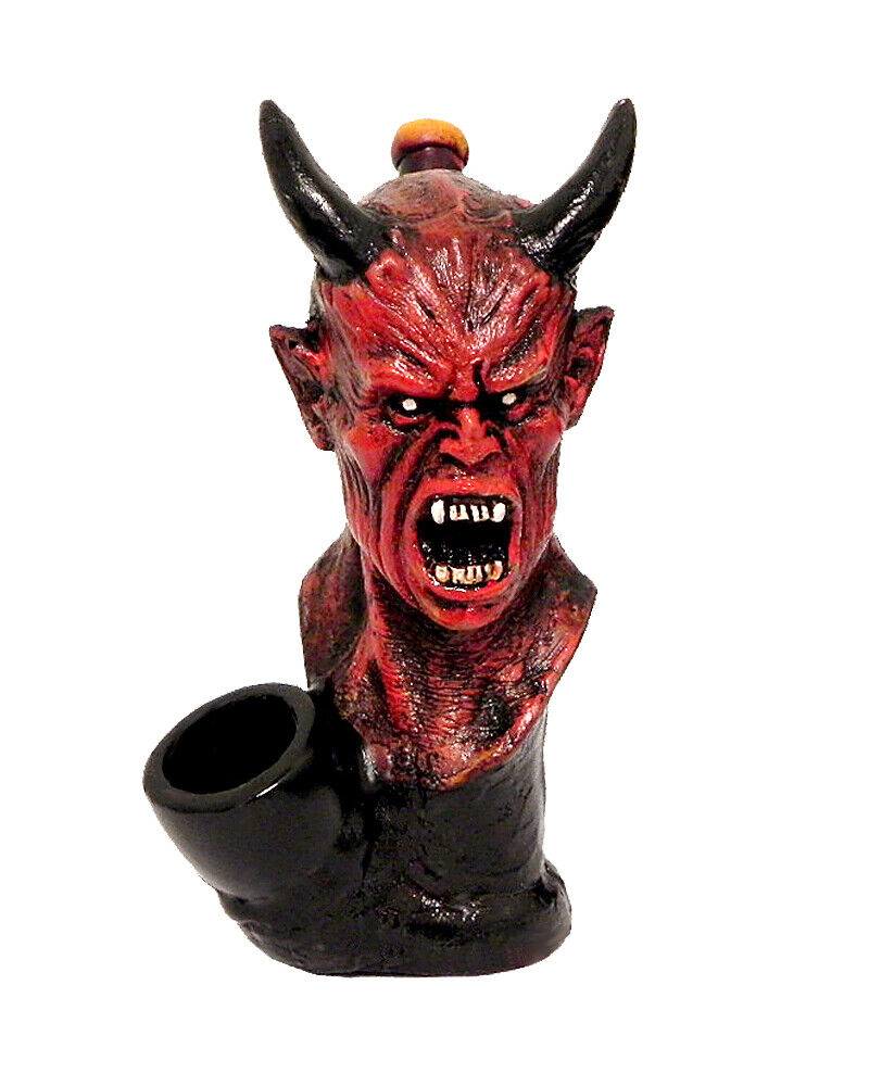 Red Devil Legend Handmade Tobacco Smoking Hand Pipe Lord of Darkness Scary Demon