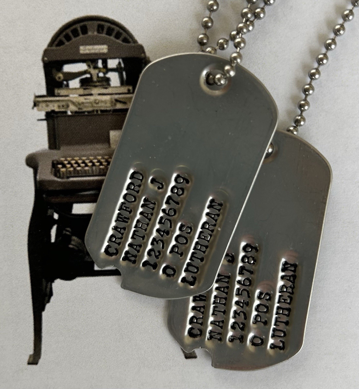 World War II Notched Dog Tags, Dogtags with chains, Stainless Personalized World War II Notched Dog Tags, Dogtags with chains, Stainless Personalized