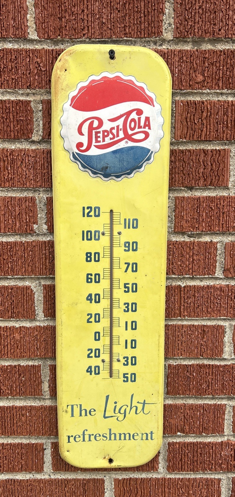 Vintage 1956 Pepsi Cola Embossed Metal Thermometer Sign Works RA-56 M-213 USA Vintage 1956 Pepsi Cola Embossed Metal Thermometer Sign Works RA-56 M-213 USA