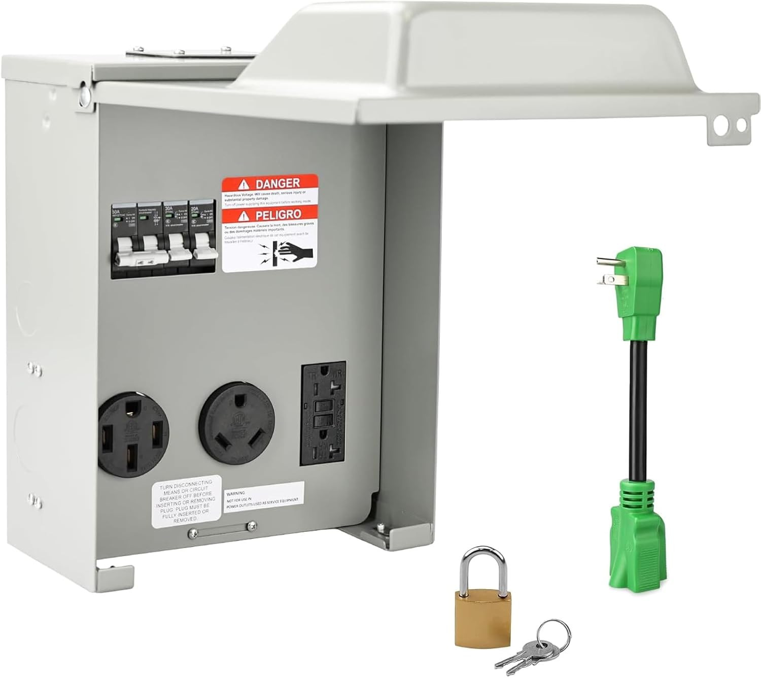 RV Temporary Power Outlet Panel with Breaker, ETL Listed 20 30 50 Amp RV Recepta RV Temporary Power Outlet Panel with Breaker, ETL Listed 20 30 50 Amp RV Recepta