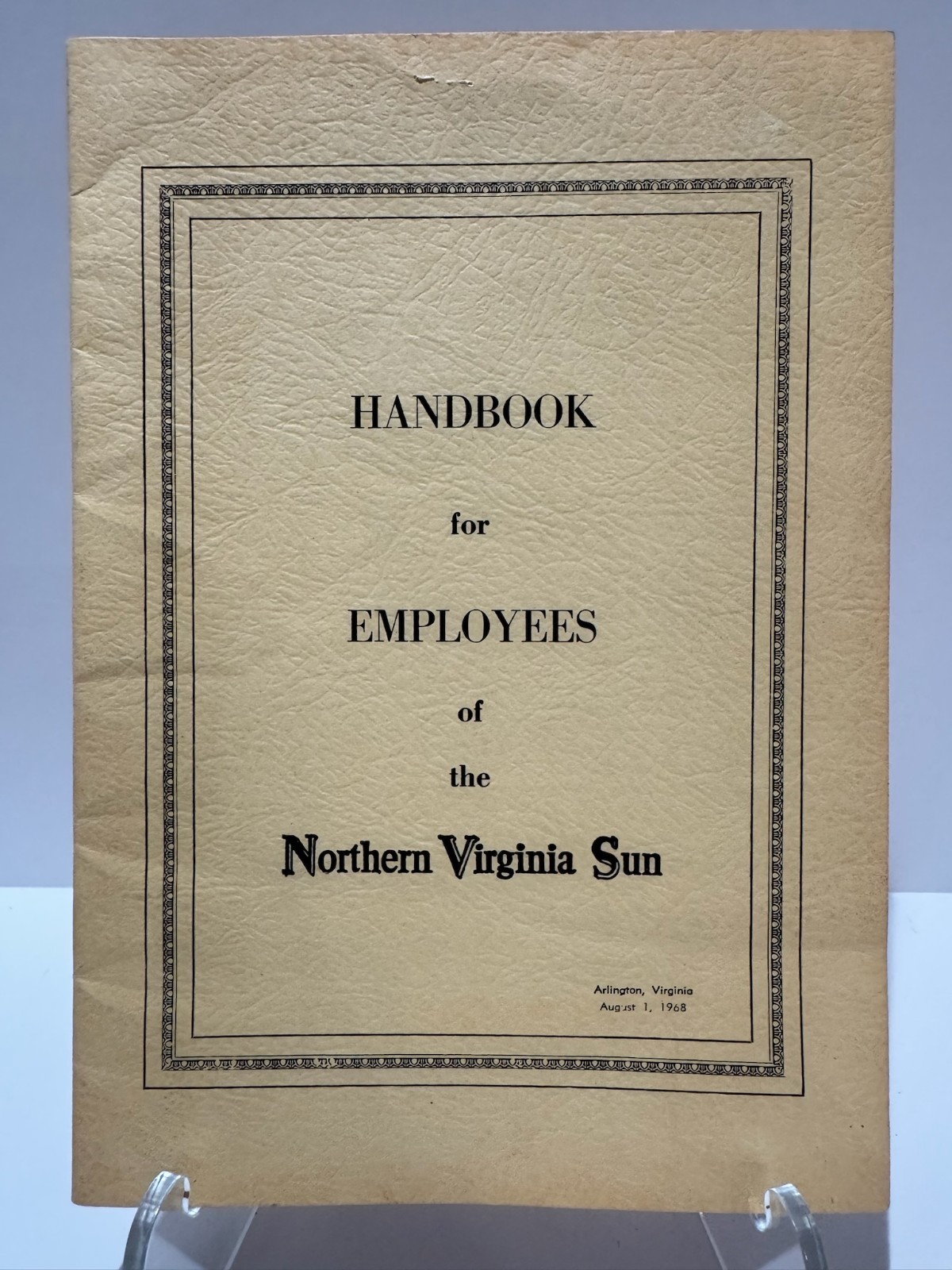 Vintage 1968 Northern Virginia Sun Employee Handbook Arlington VA Newspaper