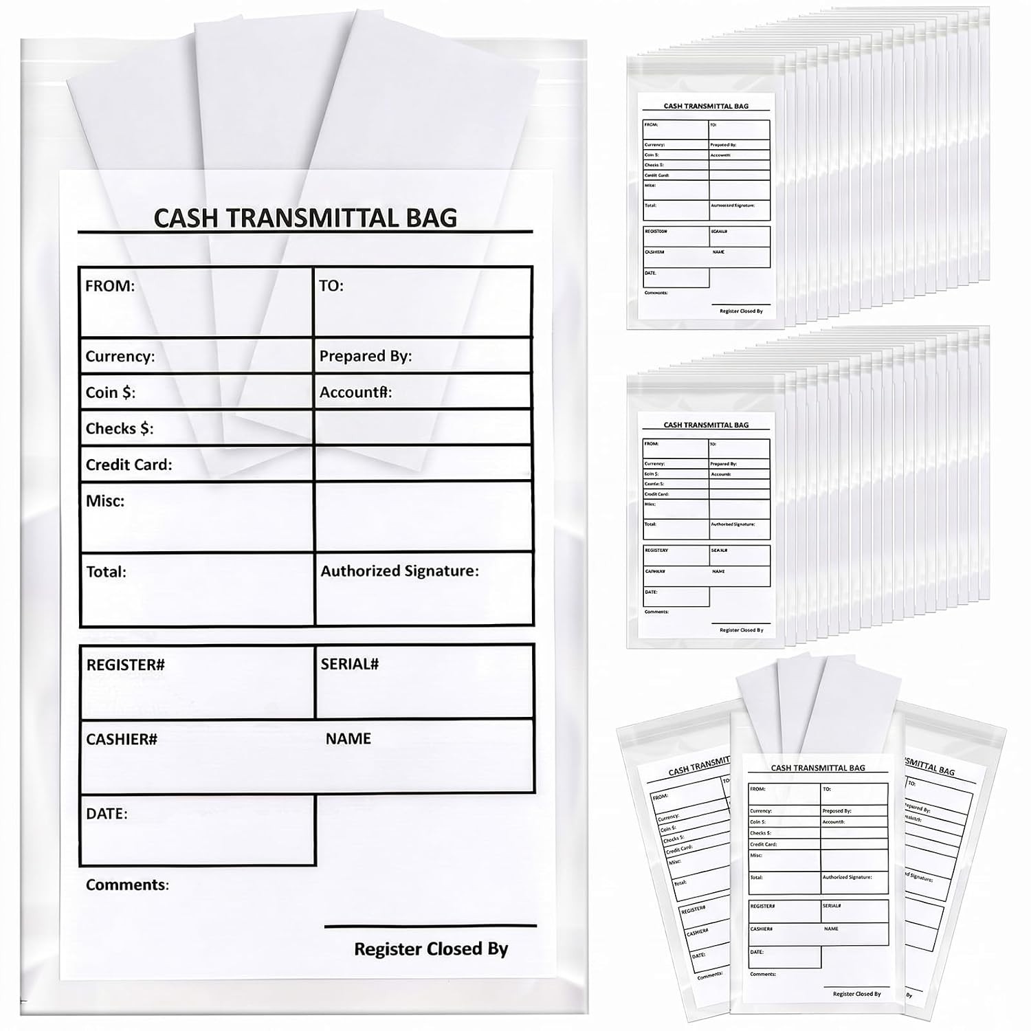 Lewtemi 100 Pcs Plastic Deposit Bags for Cash, Clear, 6 x 9 Inch Lewtemi 100 Pcs Plastic Deposit Bags for Cash, Clear, 6 x 9 Inch