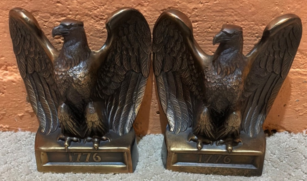 Vintage PMC "1776" American Federal Bald Eagle Brass Bookends - Pair Of 2 Vintage PMC "1776" American Federal Bald Eagle Brass Bookends - Pair Of 2