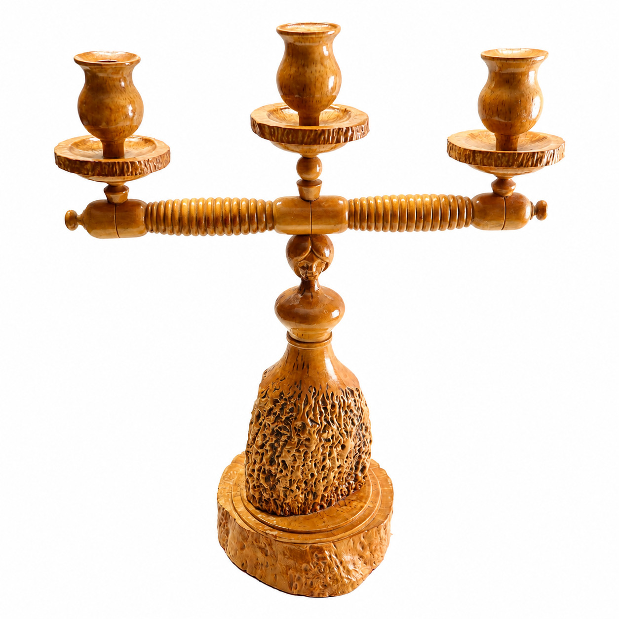 Vintage 1960s-70s Belarus Hand Carved Wood Woman 3 Arm Candelabra 15.5" Vintage 1960s-70s Belarus Hand Carved Wood Woman 3 Arm Candelabra 15.5"