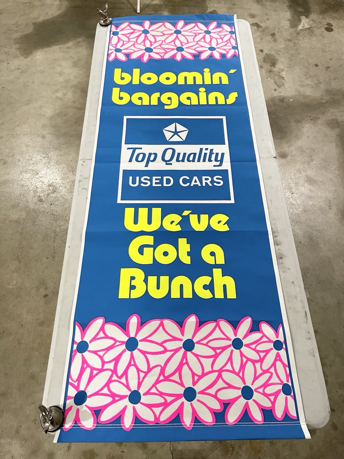 Rare Vintage 6 Foot Mopar Bloomin Bargains Used Cars Paper Poster Nice Condition Rare Vintage 6 Foot Mopar Bloomin Bargains Used Cars Paper Poster Nice Condition