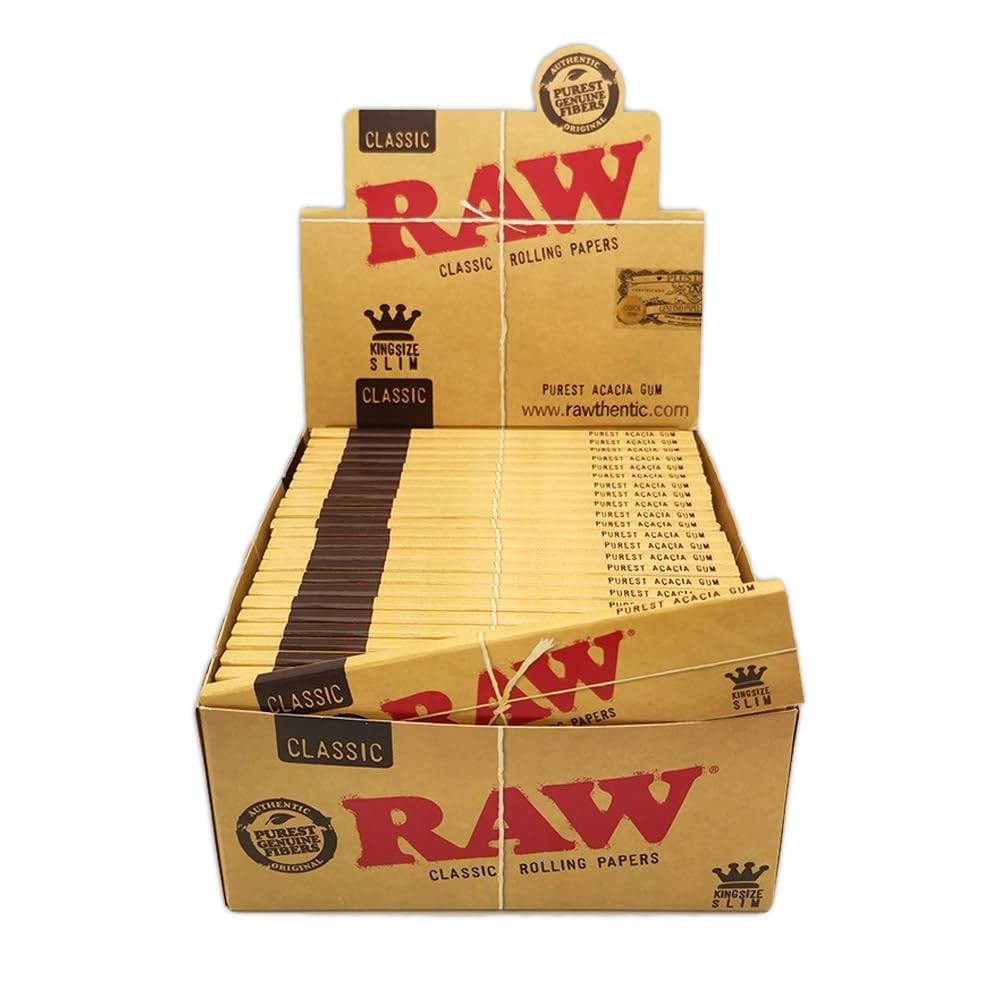 Raw Classic Slim Ultra Thin Rolling Paper Acacia Gum, King Size Box of 50 units Raw Classic Slim Ultra Thin Rolling Paper Acacia Gum, King Size Box of 50 units