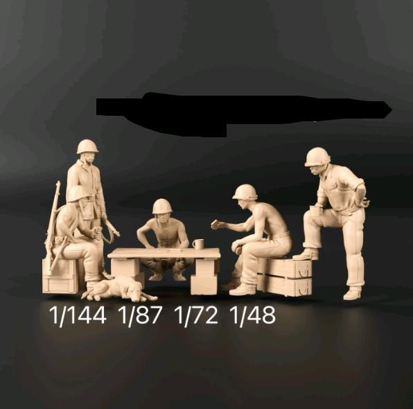 1/48 1/72 1/87 Wwii Pacific US Armed Forces  6pcs Soldier 3d Printed
