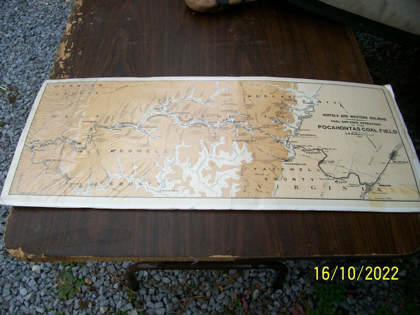 Rare 1892 Norfolk & Western Railway Pocahontas Coalfield Panoramic Map W.Va/Va.