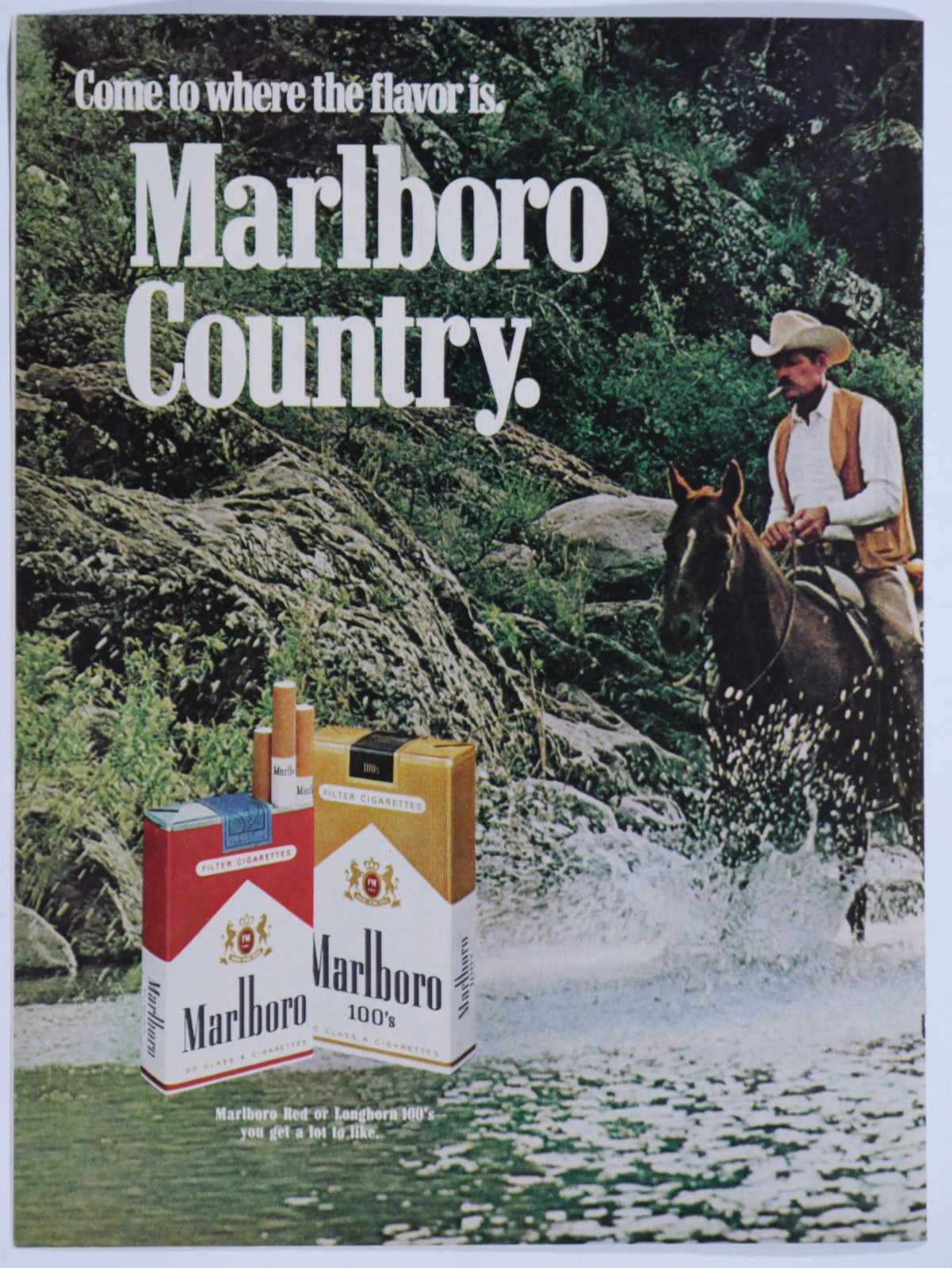 1976 Marlboro Man Cowboy Vintage Original Print Ad 1976 Marlboro Man Cowboy Vintage Original Print Ad