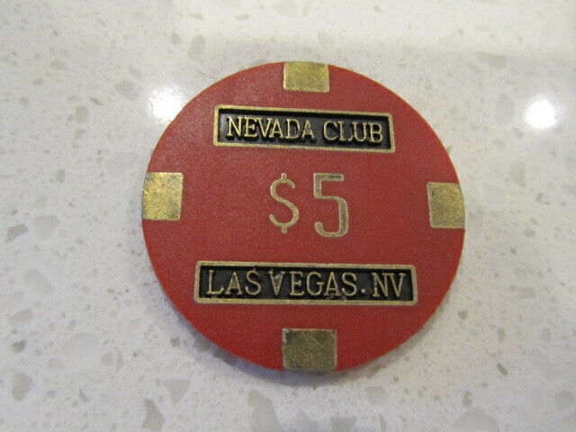 $5 NEVADA CLUB Casino Las Vegas Red & BRASS + FREE Mystery Bonus Poker Chip 