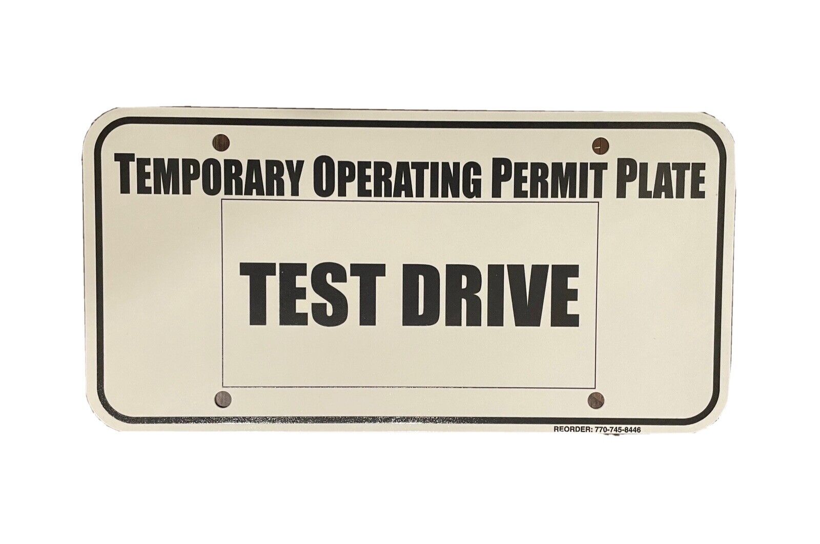 One New Dealer License Plate Temporary Test Drive Tags White Black Temp