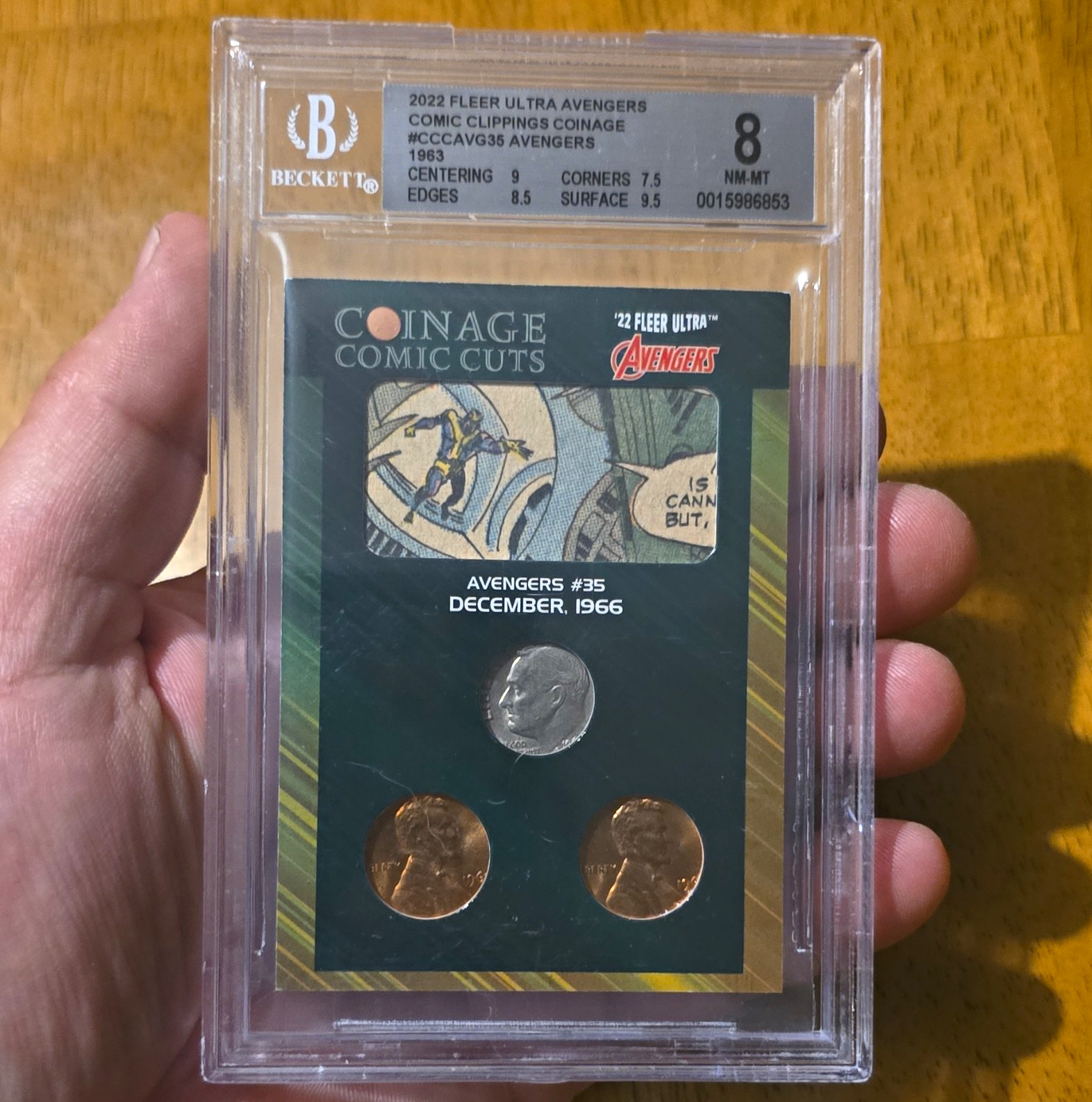 2022 Fleer Ultra Avengers Coinage Comic Cuts #CCCAVG35 BGS 8 SN 01/12 2022 Fleer Ultra Avengers Coinage Comic Cuts #CCCAVG35 BGS 8 SN 01/12