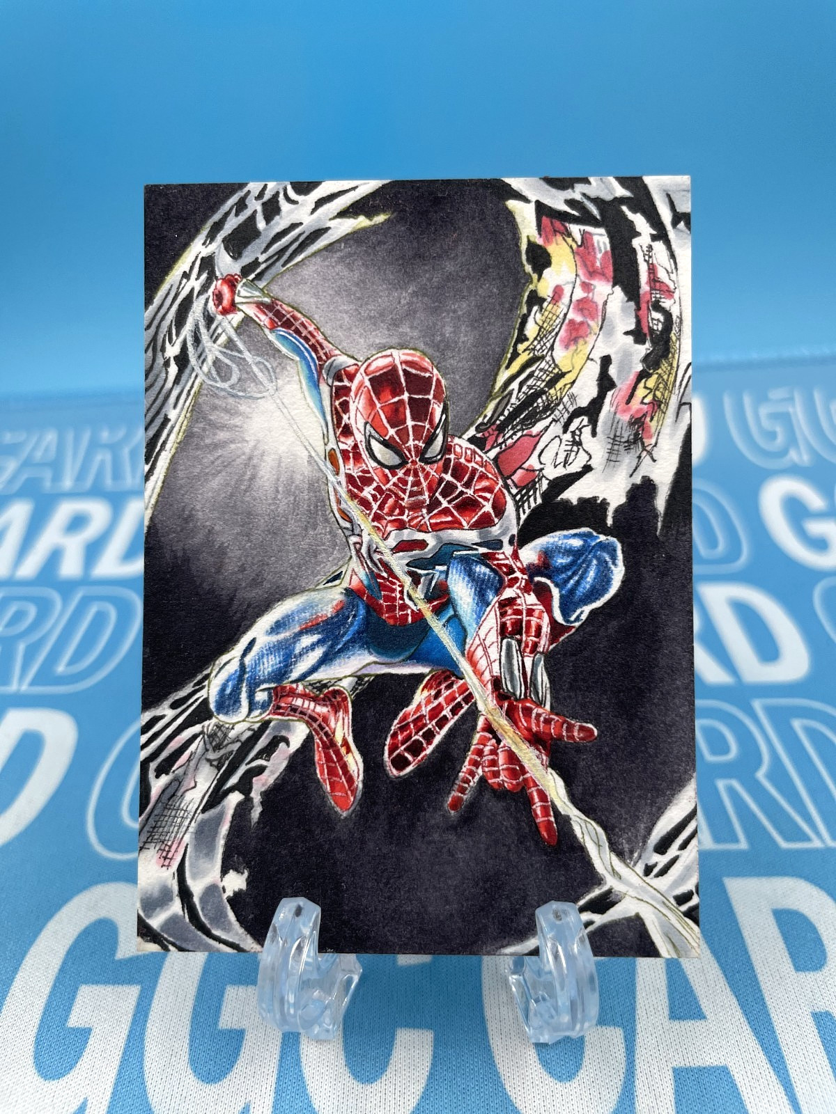 【Gold Card】GGC Studio Spider-Man Custom Art Sketch Card 1/1 AUTO 【Black Light】 【Gold Card】GGC Studio Spider-Man Custom Art Sketch Card 1/1 AUTO 【Black Light】