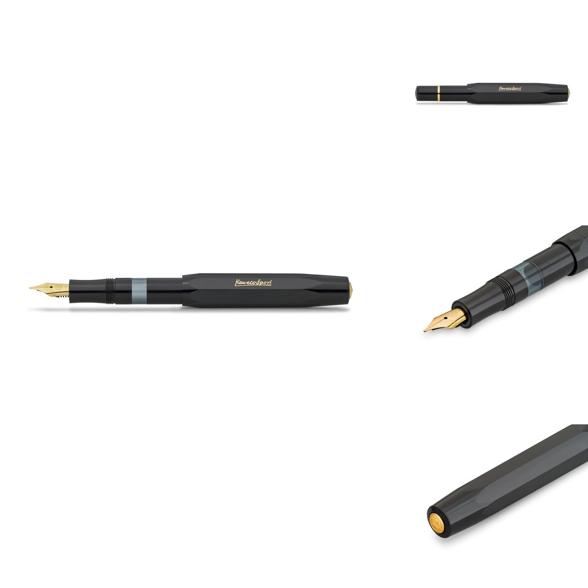 Kaweco PISTON SPORT CLASSIC Black/Gold I Premium Plastic Fountain Pen Ink