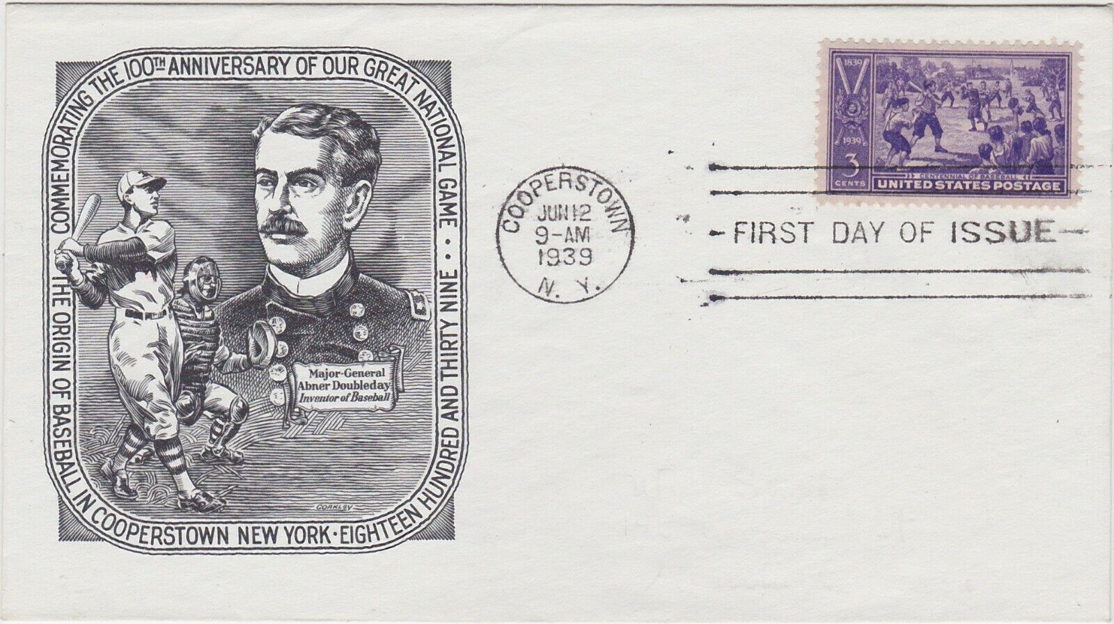 KAPPYS W6457 FDC 855 BASEBALL ARISTOCRATS CACHET COOPERSTOWN UA FIRST DAY COVER 