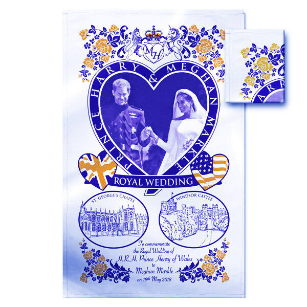 PRINCE HARRY & MEGAN MARKLE ROYAL WEDDING DAY TEA TOWEL SHIPS FROM USA