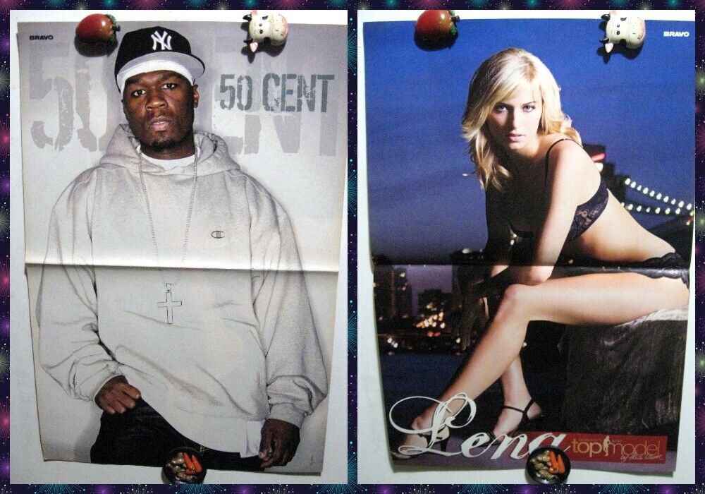 Lena Gercke Top Model / 50 Cent Curtis Jackson 2-sided magazine poster A3 16x11