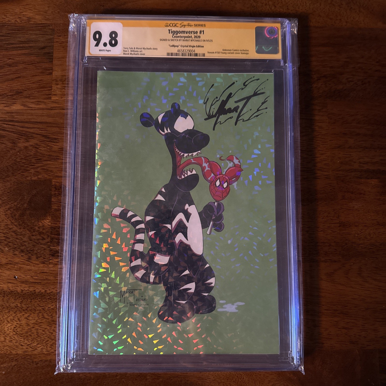 9.8 CGC SS Tiggomverse #1 "Lollipop" Crystal Virgin Foil, Sig Sketch by Marat 