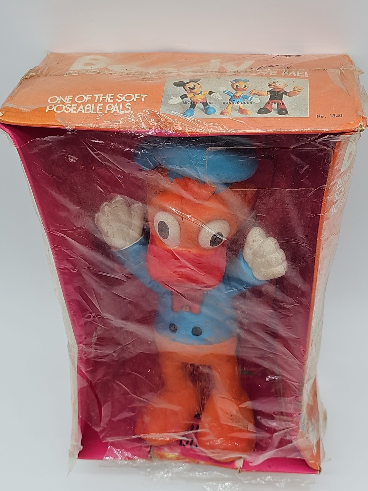 Disney Donald Duck Rare 1973 Bendy Foam Rubber Toy Collectible NOS IN ORIG BOX Disney Donald Duck Rare 1973 Bendy Foam Rubber Toy Collectible NOS IN ORIG BOX