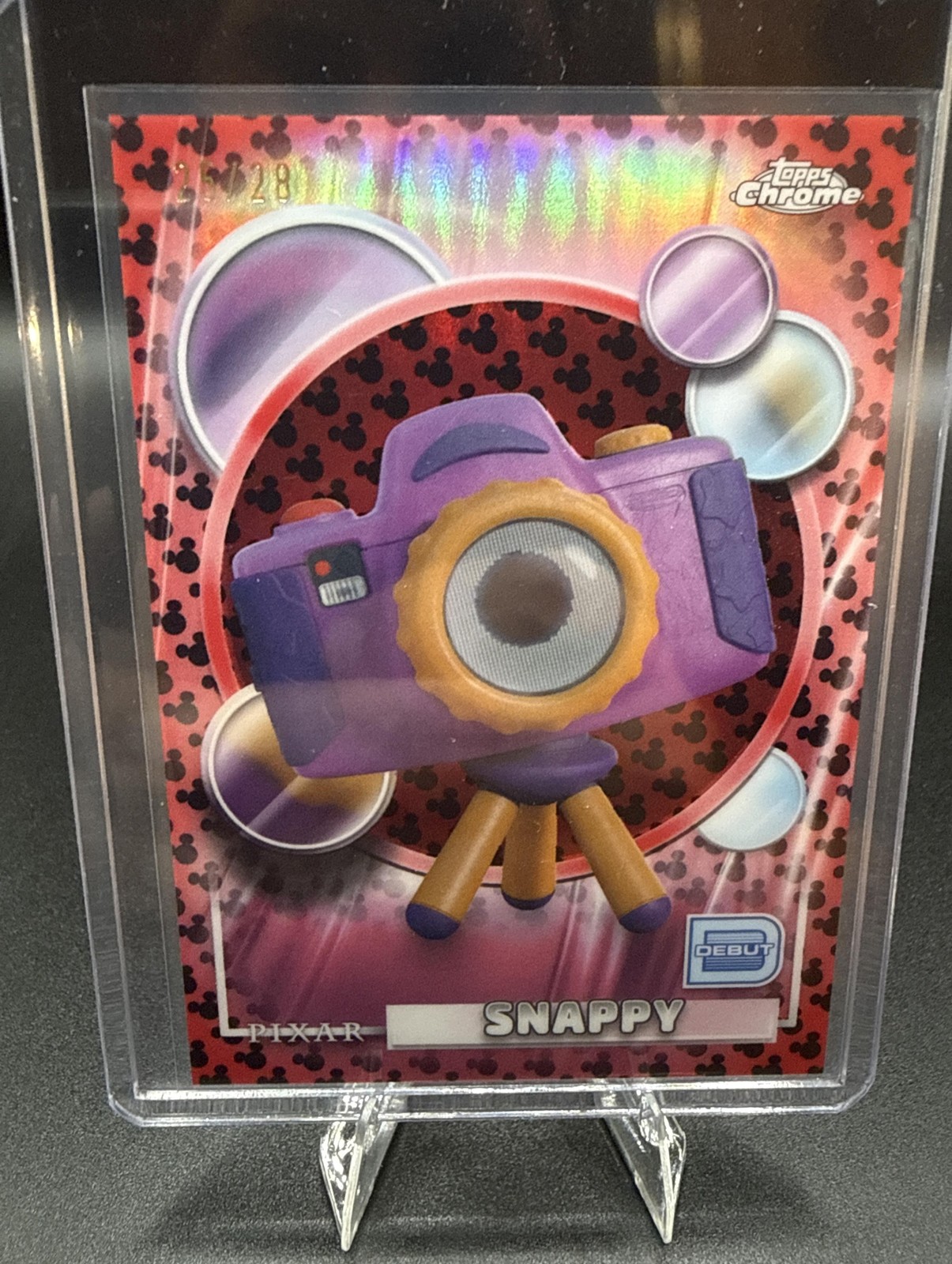 2026 Topps Chrome Disney Snappy #197 Mickey Mouse Red & Black Refractor /28 2026 Topps Chrome Disney Snappy #197 Mickey Mouse Red & Black Refractor /28