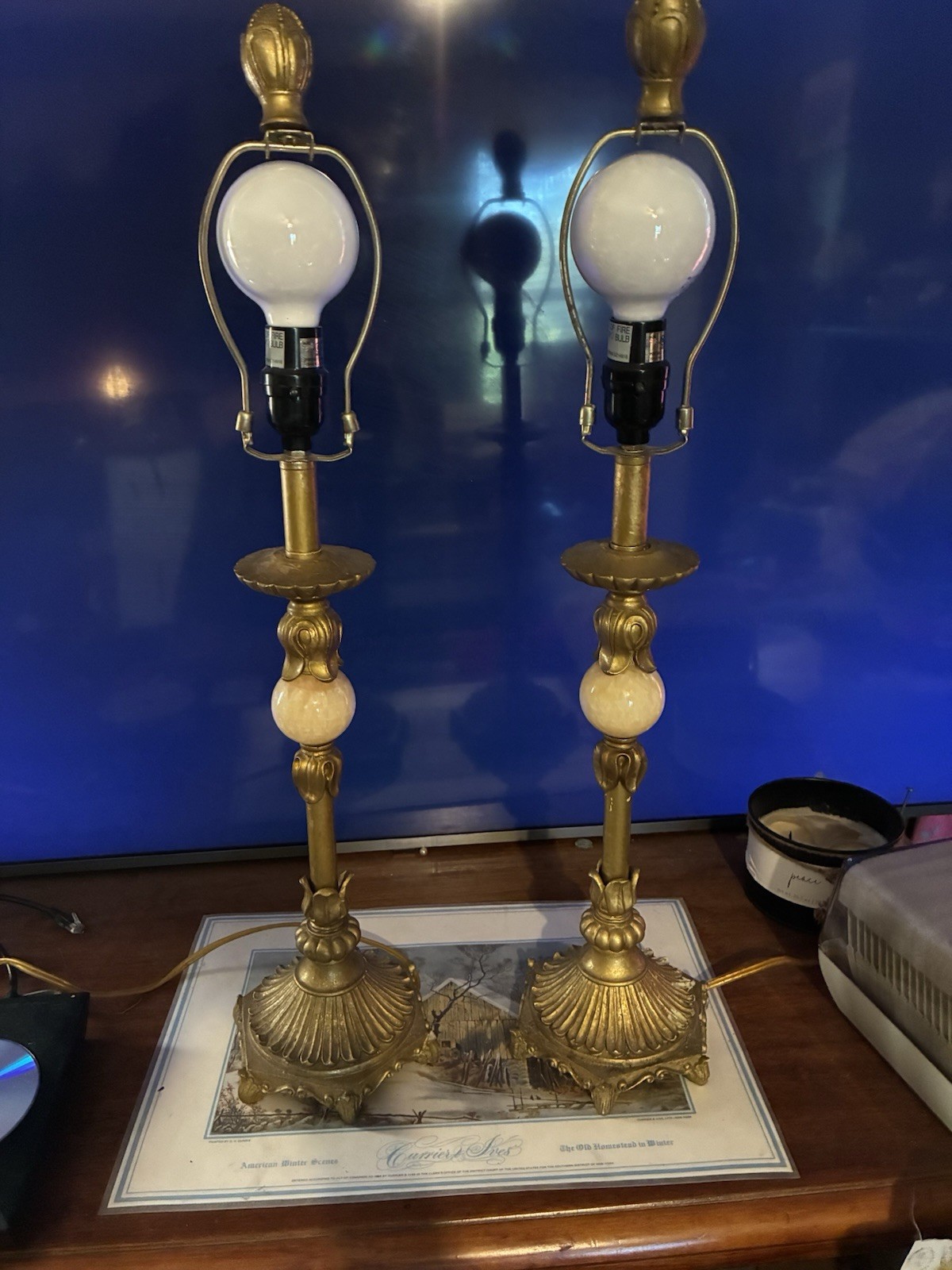 Vintage Italian Marble Lamps/ Shades Not Included Vintage Italian Marble Lamps/ Shades Not Included