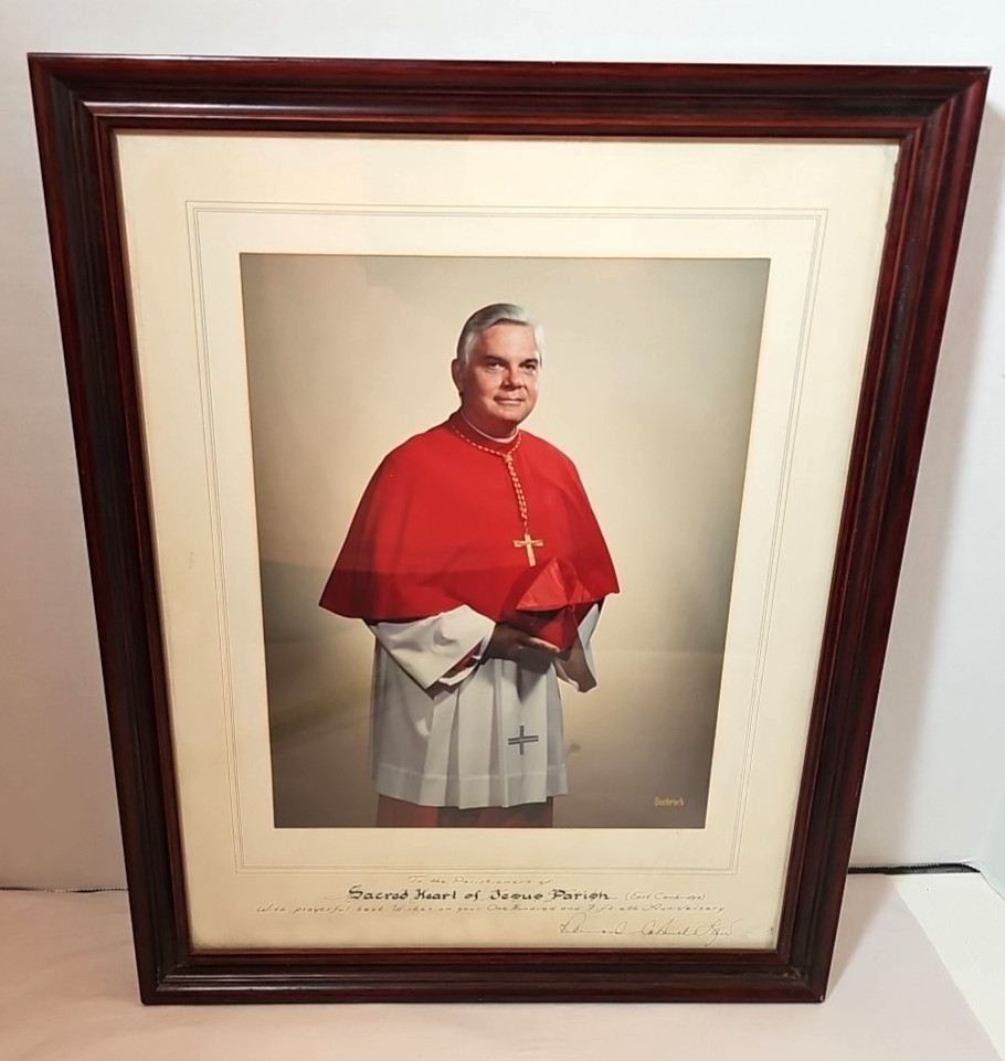 Bernard Francis Law d. 2017 Signed 8.5"x11" Framed Citation Archbishop Cardinal