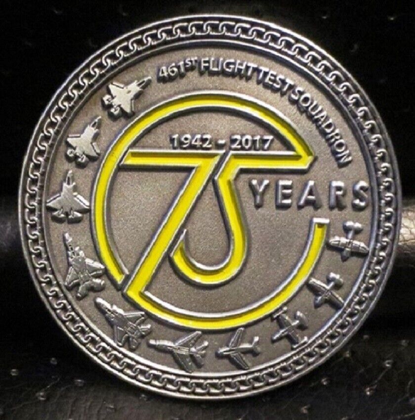 F-35 461st FLT TEST SQUADRON DEADLY JESTERS 75 YEARS OF FLIGHT CHALLENGE COIN