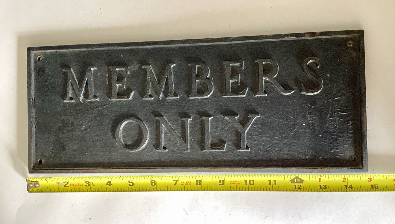 Vintage Mid-Century Solid Cast "MEMBERS ONLY" Plaque Sign – 7 lbs 5.6 oz Vintage Mid-Century Solid Cast "MEMBERS ONLY" Plaque Sign – 7 lbs 5.6 oz