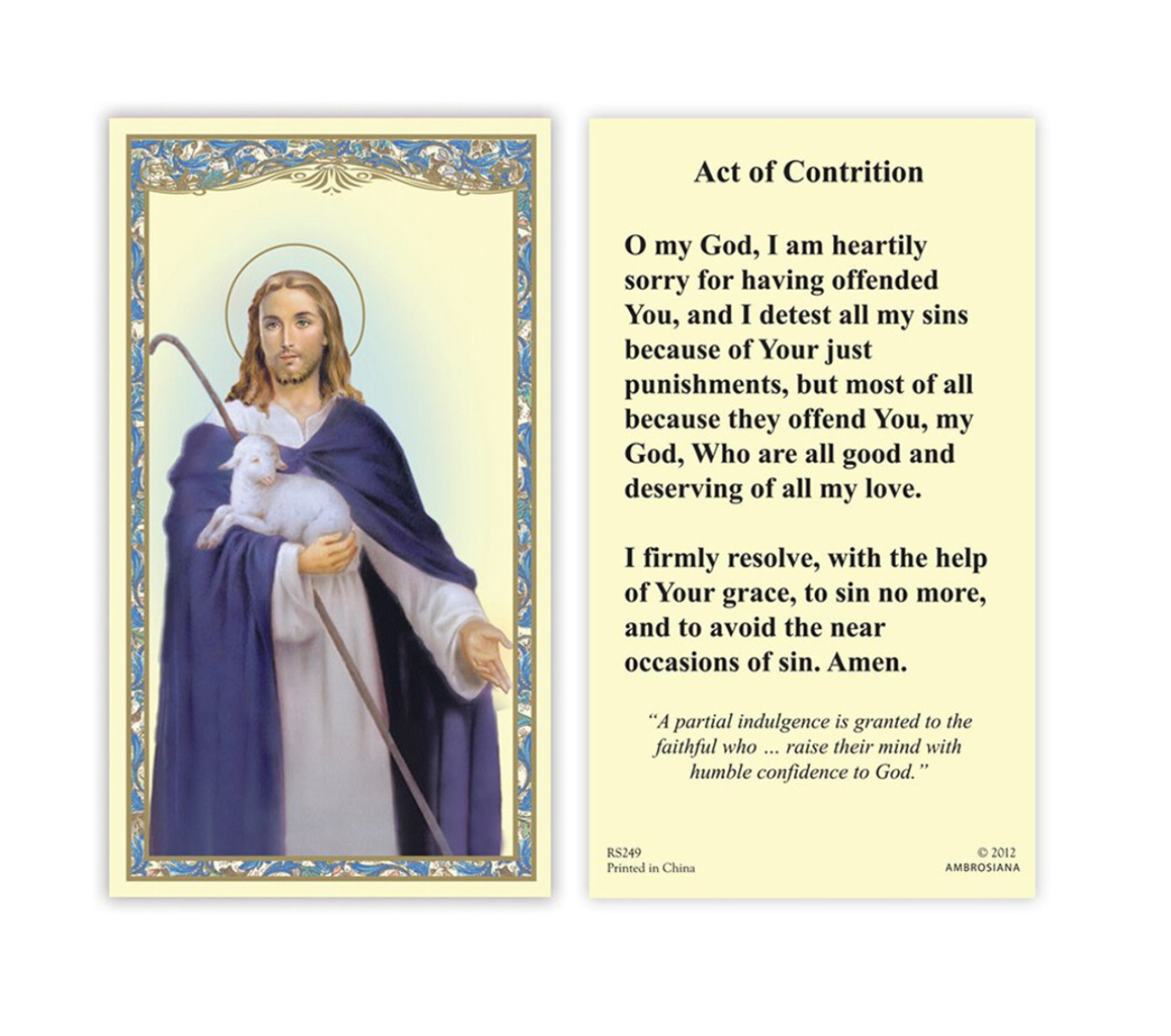 (2 copies) ACT OF CONTRITION Holy Prayer Card Reconciliation Catholic (2 copies) ACT OF CONTRITION Holy Prayer Card Reconciliation Catholic
