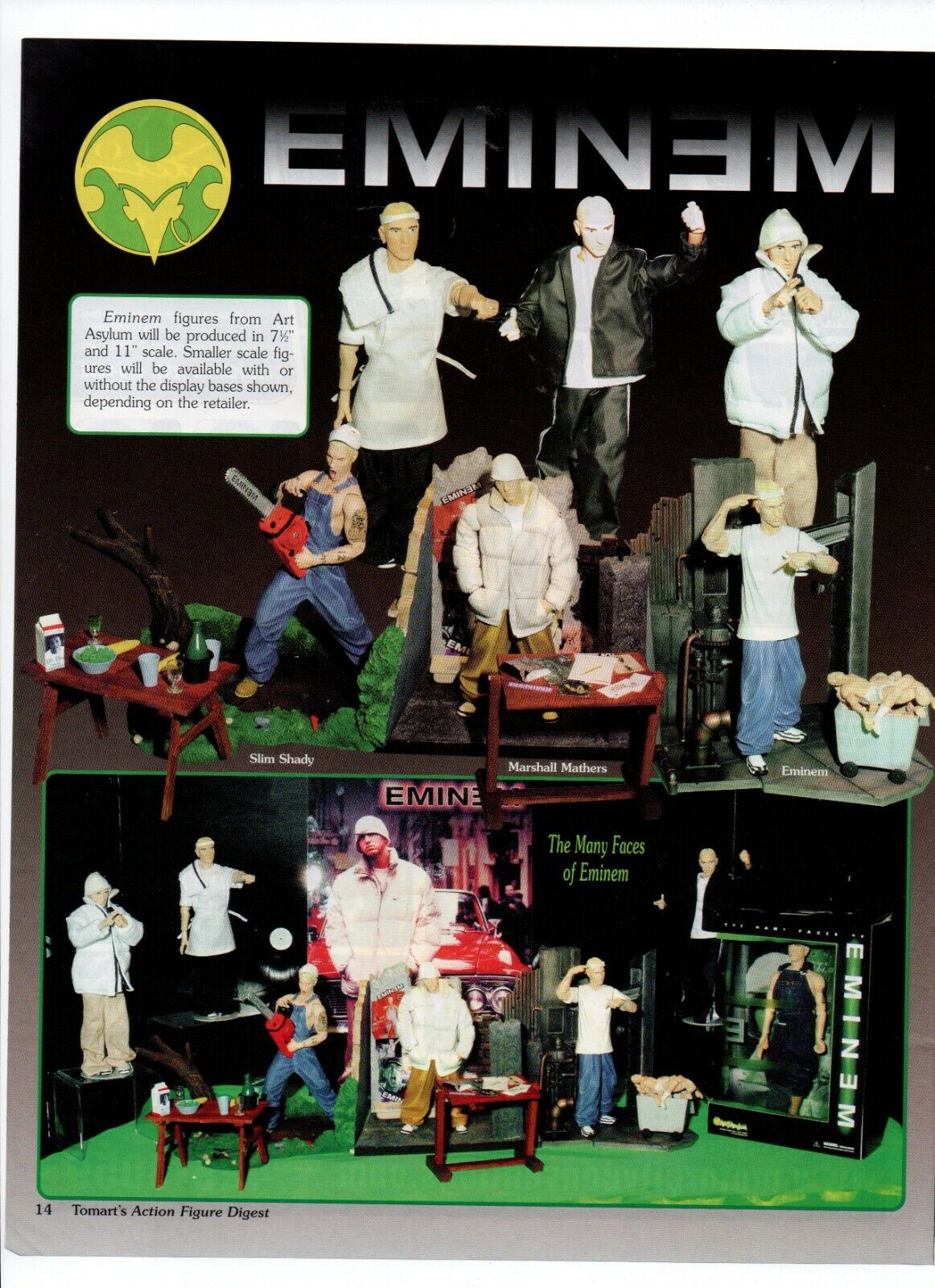 Art Asylum Rapper Eminem Marshall Mathers Action Figures - 2001 Toys Print Ad