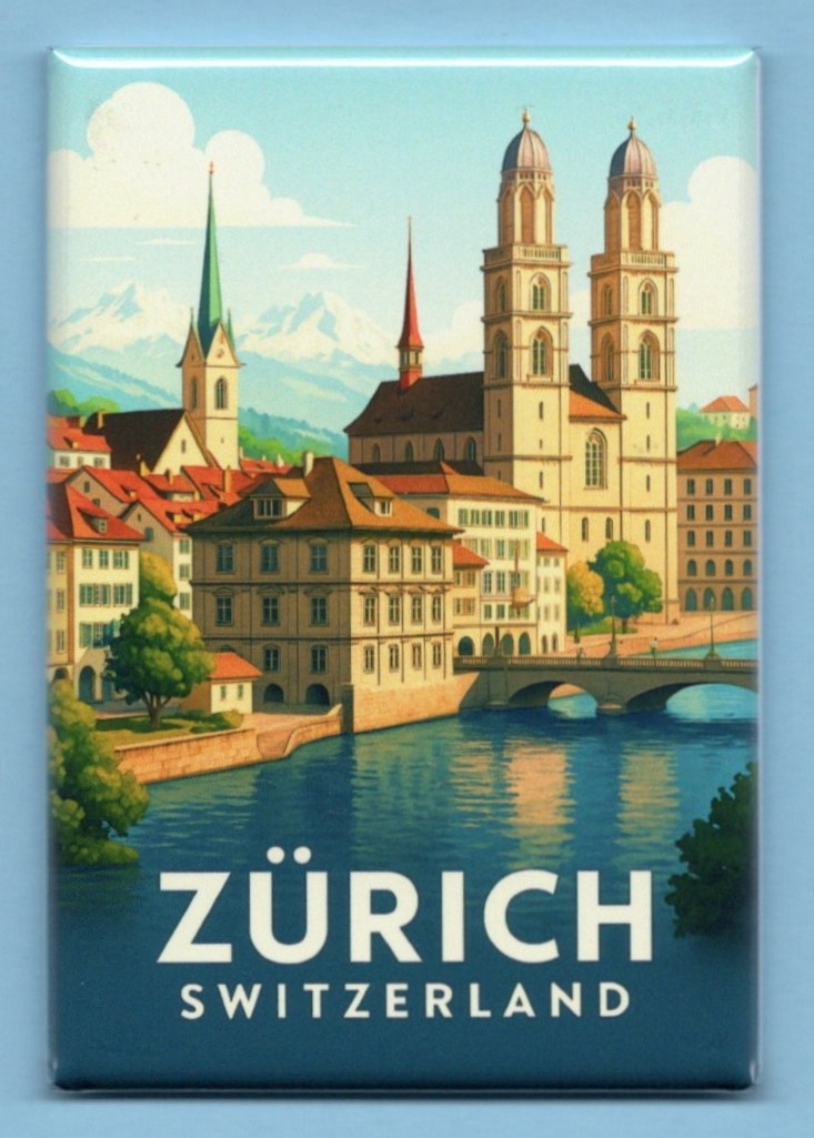 ZURICH SWITZERLAND TRAVEL POSTER *2X3 FRIDGE MAGNET* VACATION EUROPE TRIP SWISS