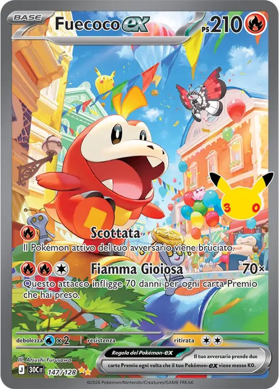 Fucoco ex 147/128 Pokemon 30th Anniversary ITA NM Fucoco ex 147/128 Pokemon 30th Anniversary ITA NM