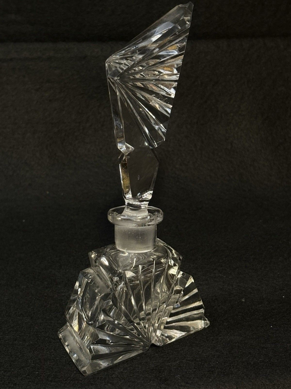 Rare Art Deco ACC Asymmetrical Hand Cut Faceted Crystal Scent Perfume Bottle Rare Art Deco ACC Asymmetrical Hand Cut Faceted Crystal Scent Perfume Bottle
