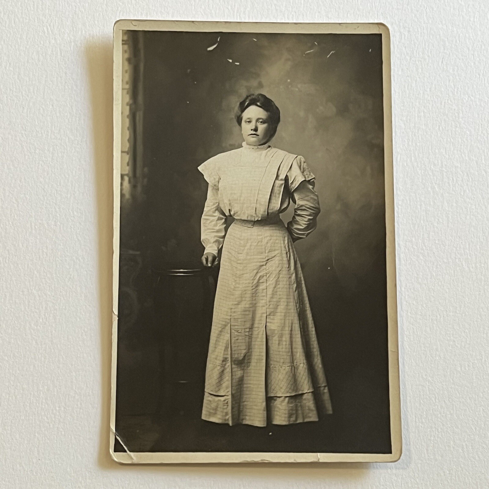 Antique RPPC Real Photograph Postcard Lovely Young Woman Beautiful Simple Dress