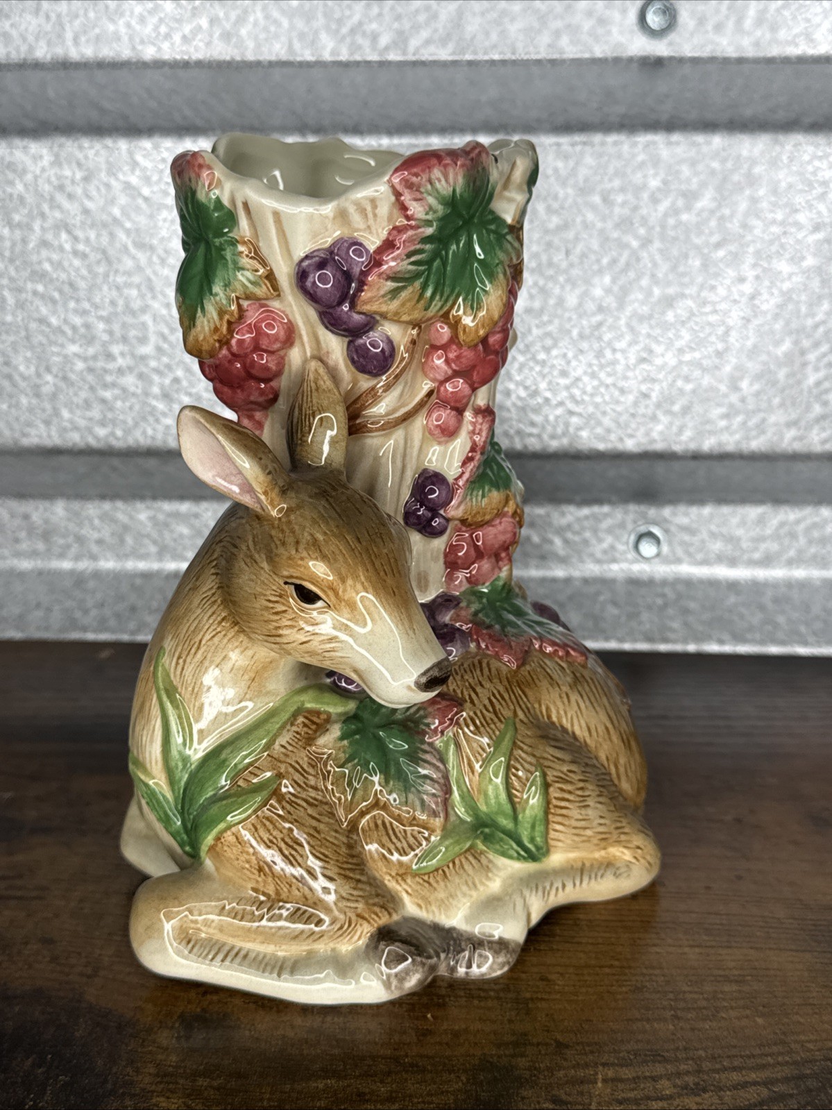 Fitz and Floyd Deer Bud Vase Nature's Treasures Handcrafted Porcelain Flowers 6" Fitz and Floyd Deer Bud Vase Nature's Treasures Handcrafted Porcelain Flowers 6"