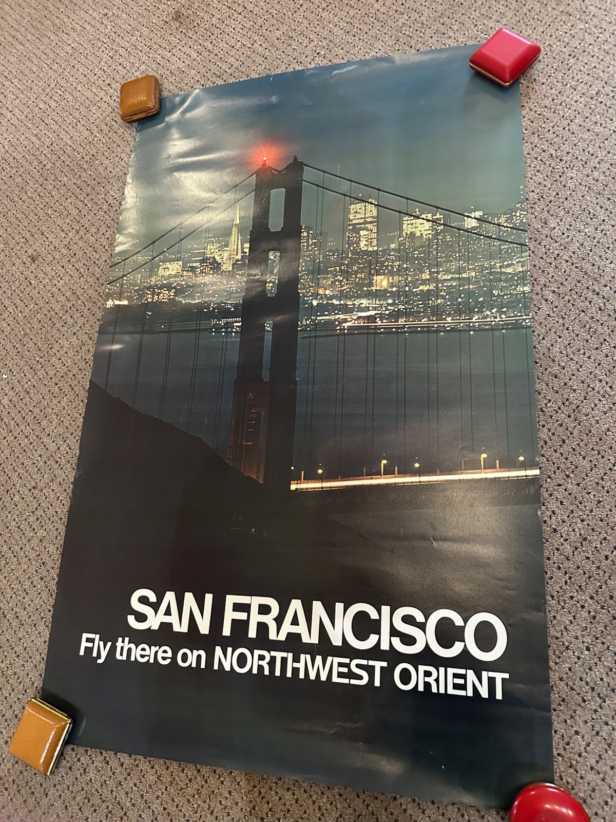 RARE Original Vintage Fly Northwest Orient Airlines San Fransciso Poster Airport RARE Original Vintage Fly Northwest Orient Airlines San Fransciso Poster Airport