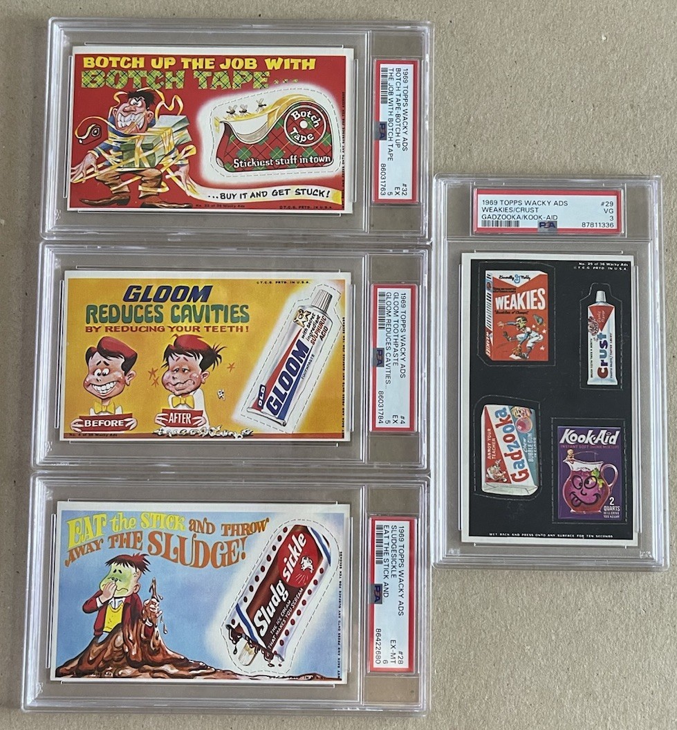 (4) Vintage 1969 Topps Wacky Ads Slabs “Read” 