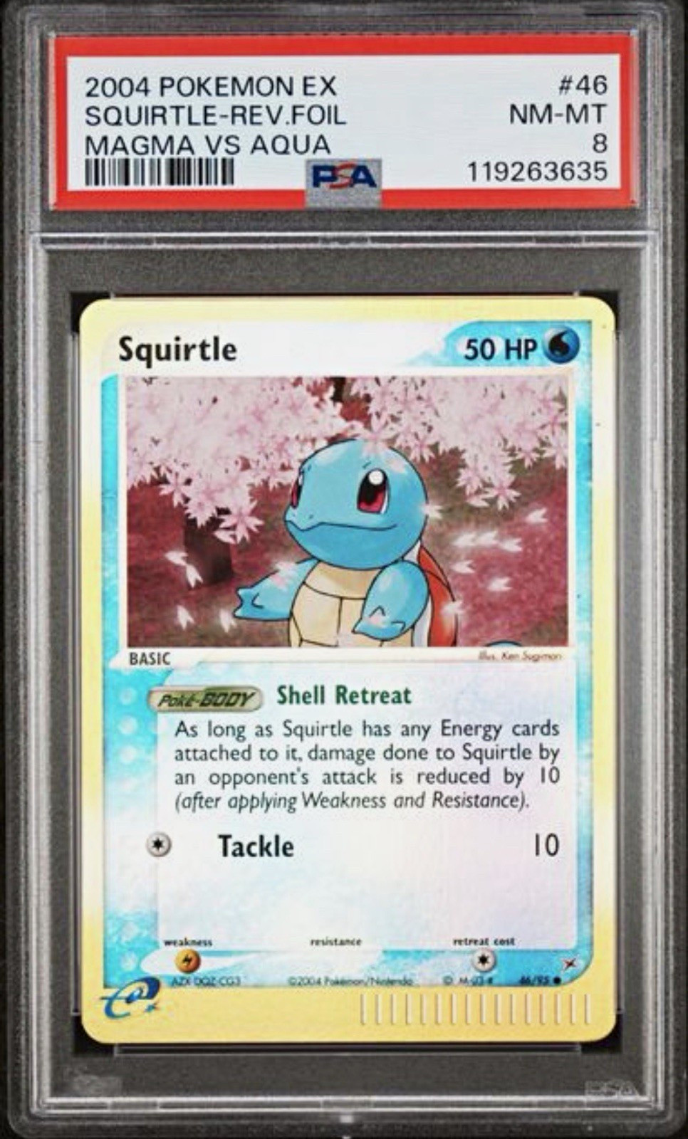 Pokémon 2004 EX Team Magma vs Team Aqua Squirtle Reverse Holo #46 PSA 8 Pokémon 2004 EX Team Magma vs Team Aqua Squirtle Reverse Holo #46 PSA 8