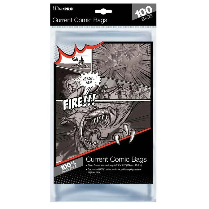 (100) Ultra Pro Current / Modern Size Comic Book Bags Acid Free 6-7/8" X 10-1/2 (100) Ultra Pro Current / Modern Size Comic Book Bags Acid Free 6-7/8" X 10-1/2