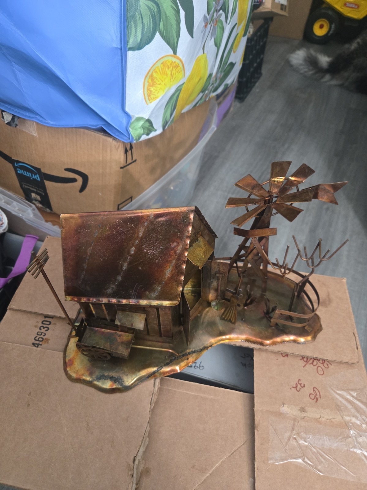 Vtg. Handcrafted Copper Farm House Fence,windmill