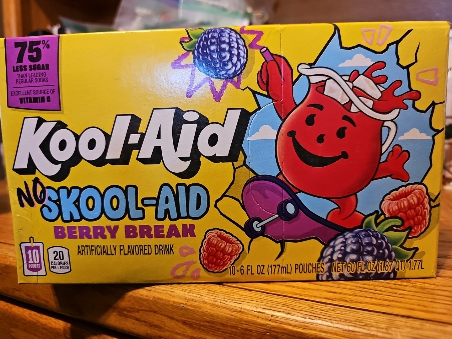 2 NEW KOOL-AID NO SKOOL-AID BERRY BREAR Flavor 20 Pouches Sealed 75% Less Sugar 