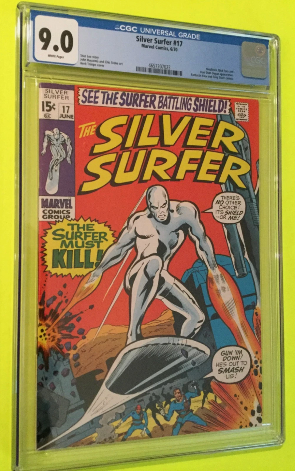 The Silver Surfer # 17 June 1970 CGC 9.0 with White Pages Marvel Comics