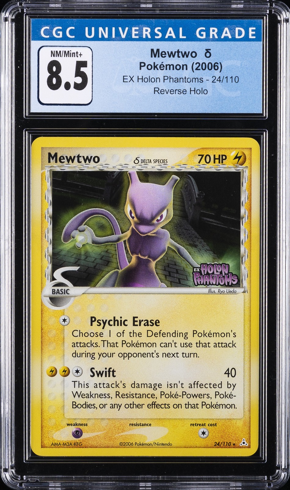 2006 EX HOLON PHANTOMS REVERSE HOLO #24 MEWTWO CGC 8.5 2006 EX HOLON PHANTOMS REVERSE HOLO #24 MEWTWO CGC 8.5