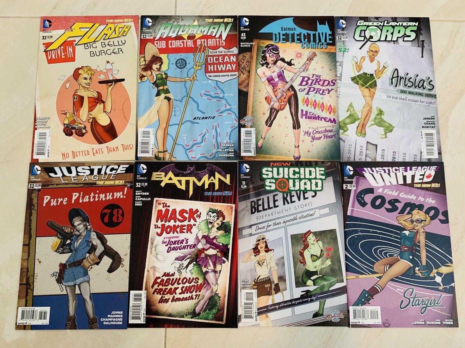 DC Comics New 52 DC BOMBSHELLS GIRLS Variant Covers Set Lot of 8 BATMAN FLASH