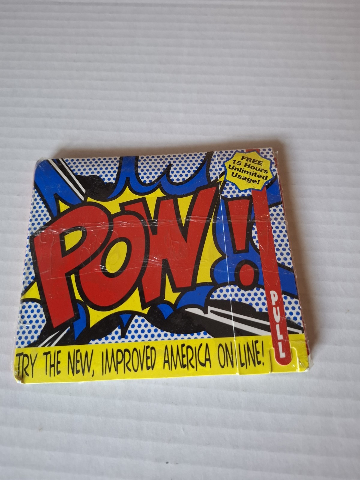 Vintage AOL America Online 3.5" Floppy Disk Mailer - "POW" Pop Art Cover -...