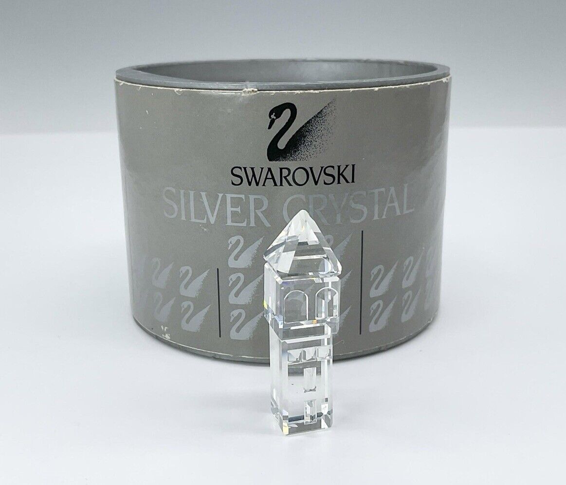 Swarovski Silver Crystal Figurine, City Tower ~ Original Box, MINT