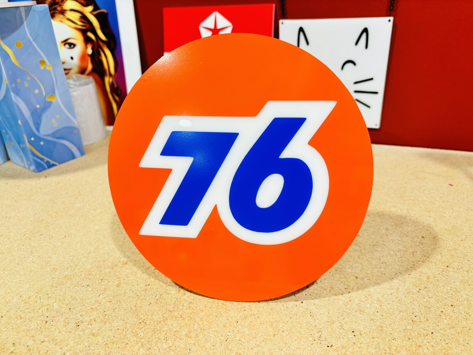 HANDMADE Union 76 Gas Station Sign On 10” Gloss White Acrylic HANDMADE Union 76 Gas Station Sign On 10” Gloss White Acrylic