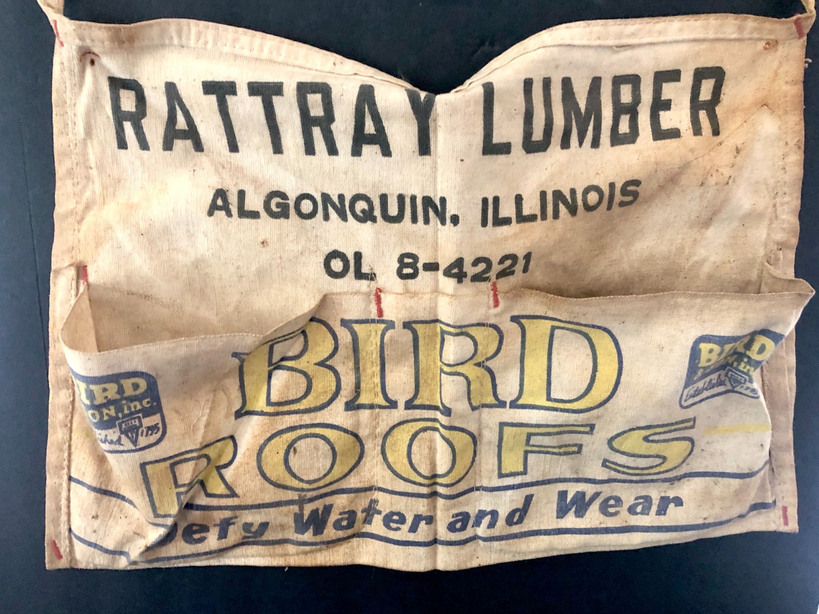 Vintage Old 1920's-60's Bird Roofing Cloth Carpenters Nail Apron Vintage Old 1920's-60's Bird Roofing Cloth Carpenters Nail Apron